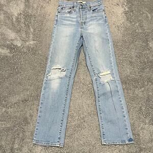 Levi’s Jeans Womens 25 (24x26) Wedgie Straight Distressed Button Fly Cropped